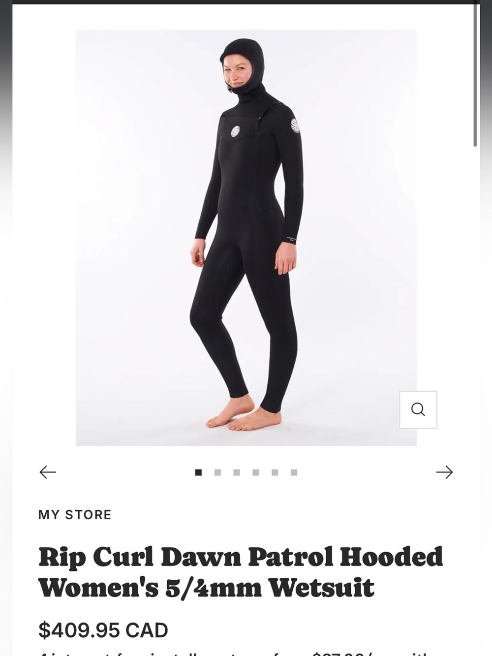 Rip Curl Women Black Hooded Wetsuit 5/4